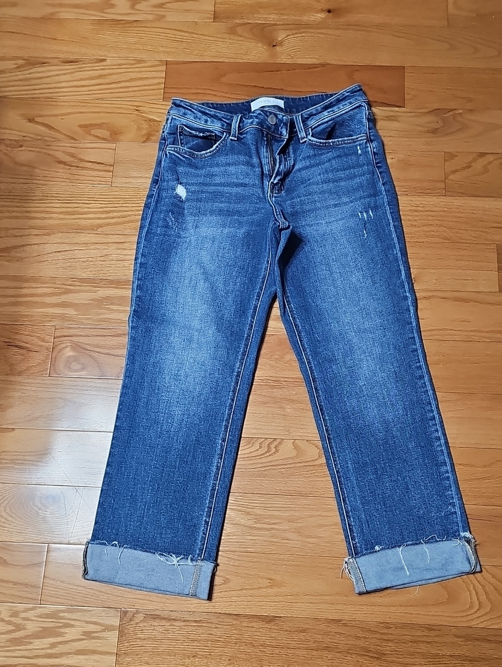 Vervet Classic Blue Women's Straight-Leg Jeans - Distressed Cuff